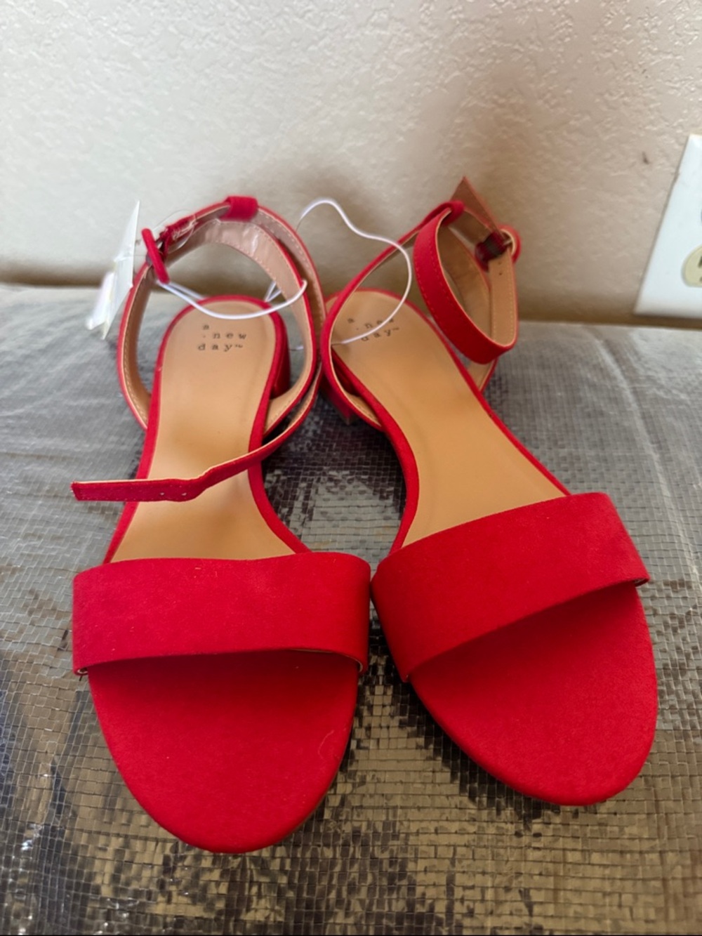 a new day Red Ankle-Strap Suede Sandals